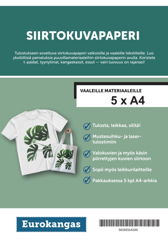 SIIRTOKUVAPAPERI 5KPL valkoinen